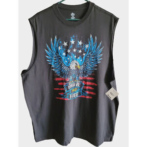 Mens Sleeveless Size XL Patriotic Eagle Brave and Free Shirt